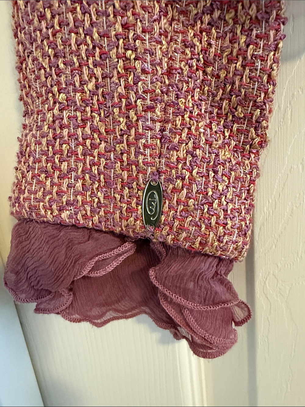 True Meaning Pink Tweed Ruffle Cropped Jacket - Picture 7 of 9